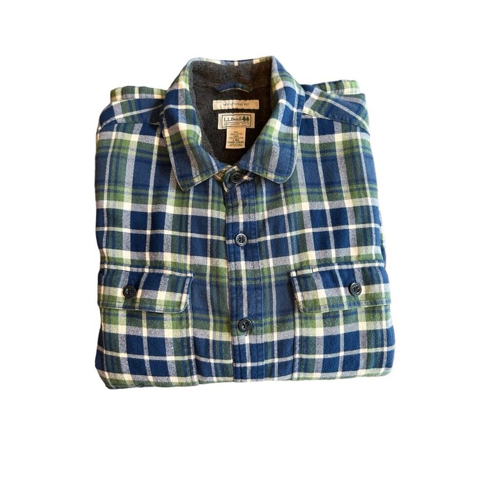 L.L. Bean Fleece Lined Flannel Jacket with Pockets- Size Large - Picture 15 of 16